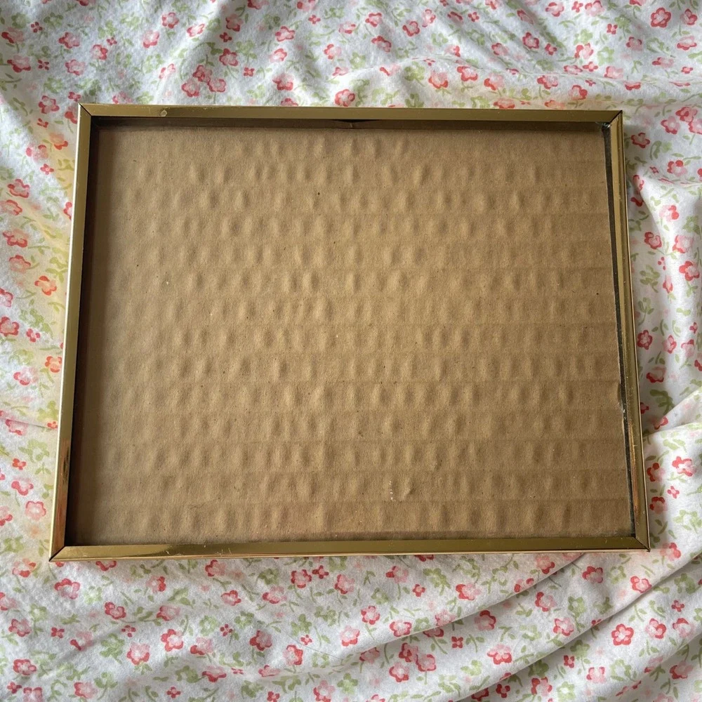 Vtg gold art nouveau modern regency 8x10 picture frame ornate etched filigree